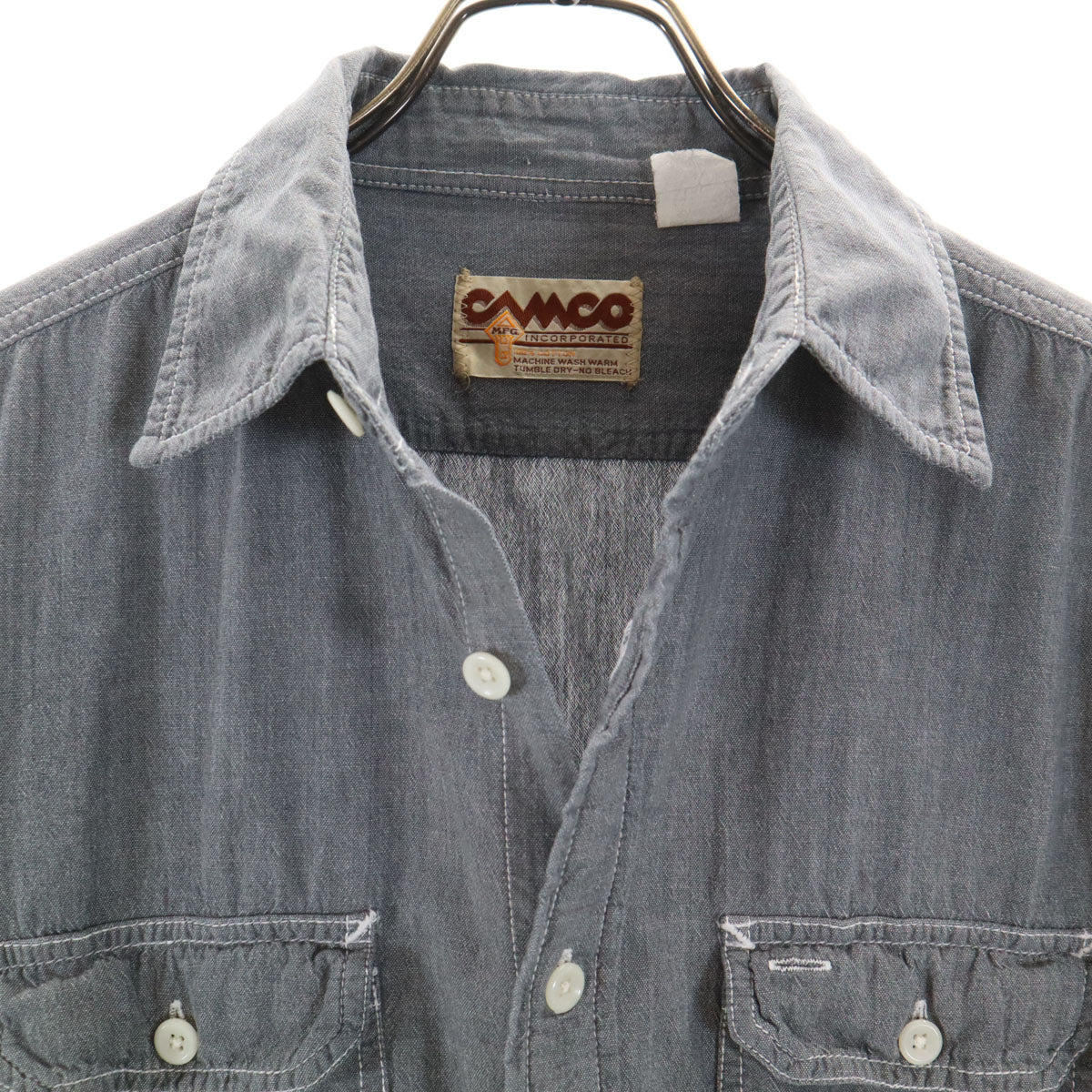 CAMCO カムコ 80s 90s オールド 長袖 シャンブレーシャツ M グレー メンズ