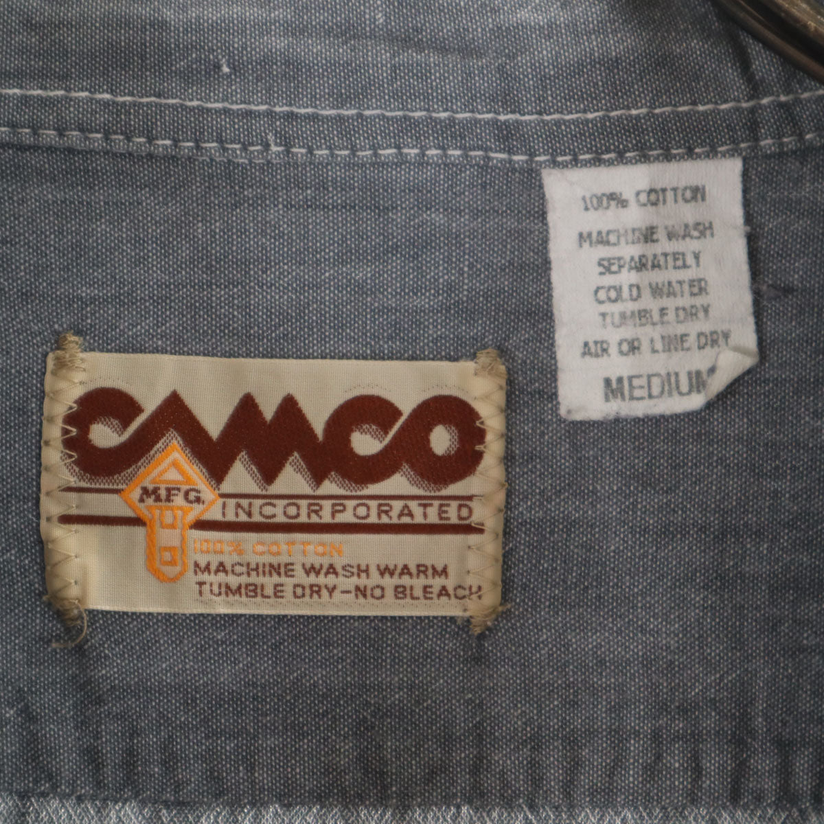 CAMCO カムコ 80s 90s オールド 長袖 シャンブレーシャツ M グレー メンズ