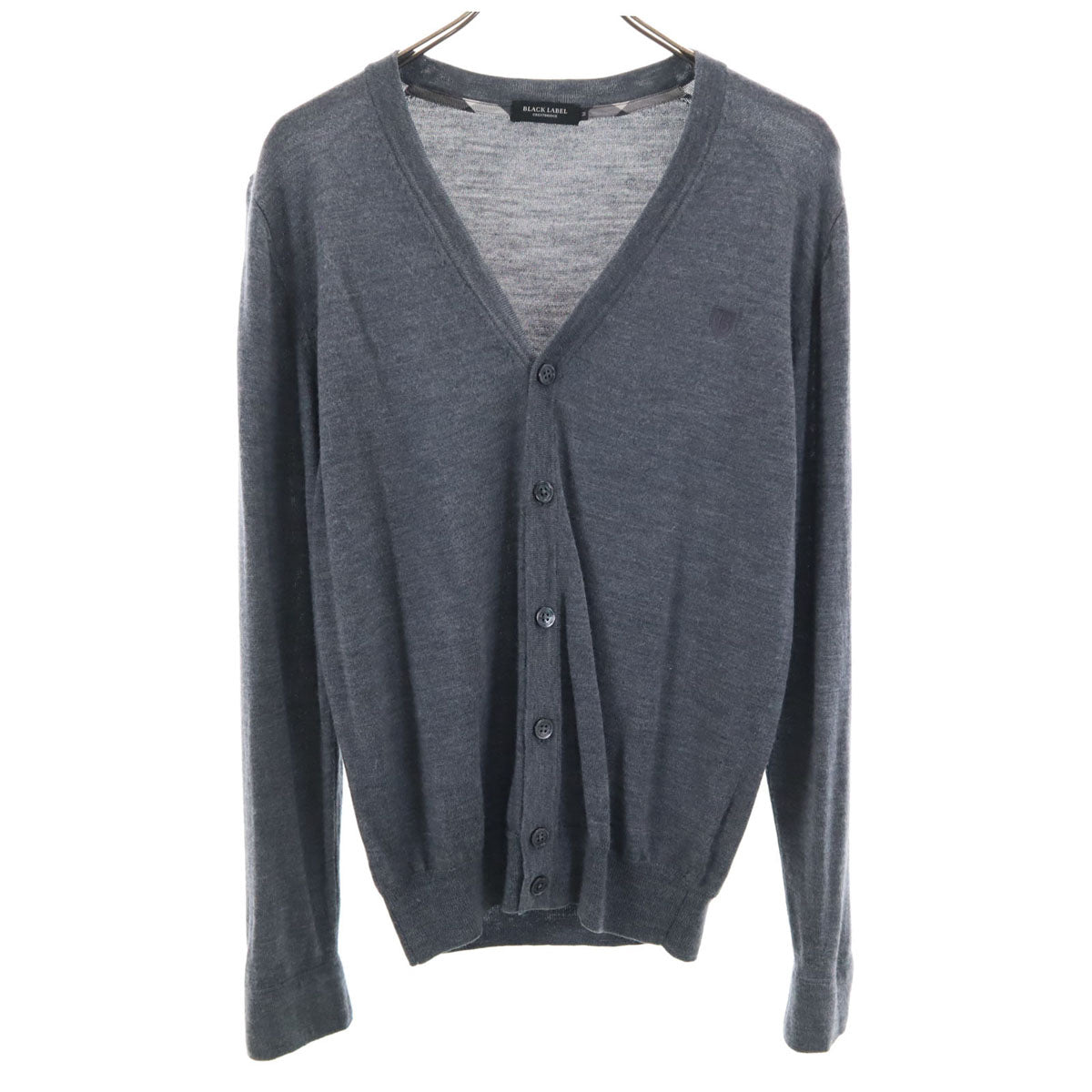 BLACK LABEL CRESTBRIDGE ブラックレーベルクレストブリッジ 長袖 Vネック ニットカーディガン M チャコールグレー メンズ