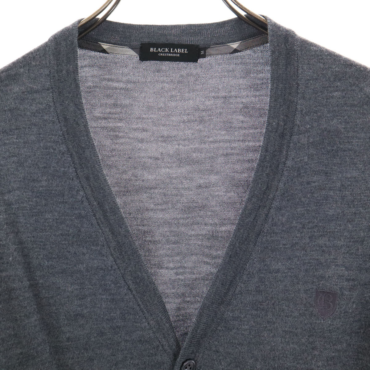 BLACK LABEL CRESTBRIDGE ブラックレーベルクレストブリッジ 長袖 Vネック ニットカーディガン M チャコールグレー メンズ
