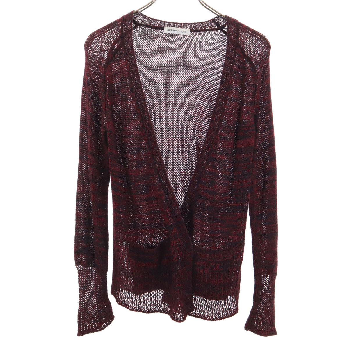 SEE BY CHLOE シーバイクロエ イタリア製 アルパカブレンド 長袖 Vネック ニットカーディガン 38 ボルドー系 レディース