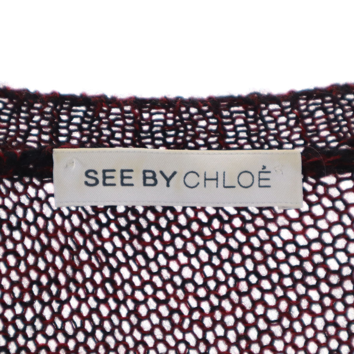 SEE BY CHLOE シーバイクロエ イタリア製 アルパカブレンド 長袖 Vネック ニットカーディガン 38 ボルドー系 レディース