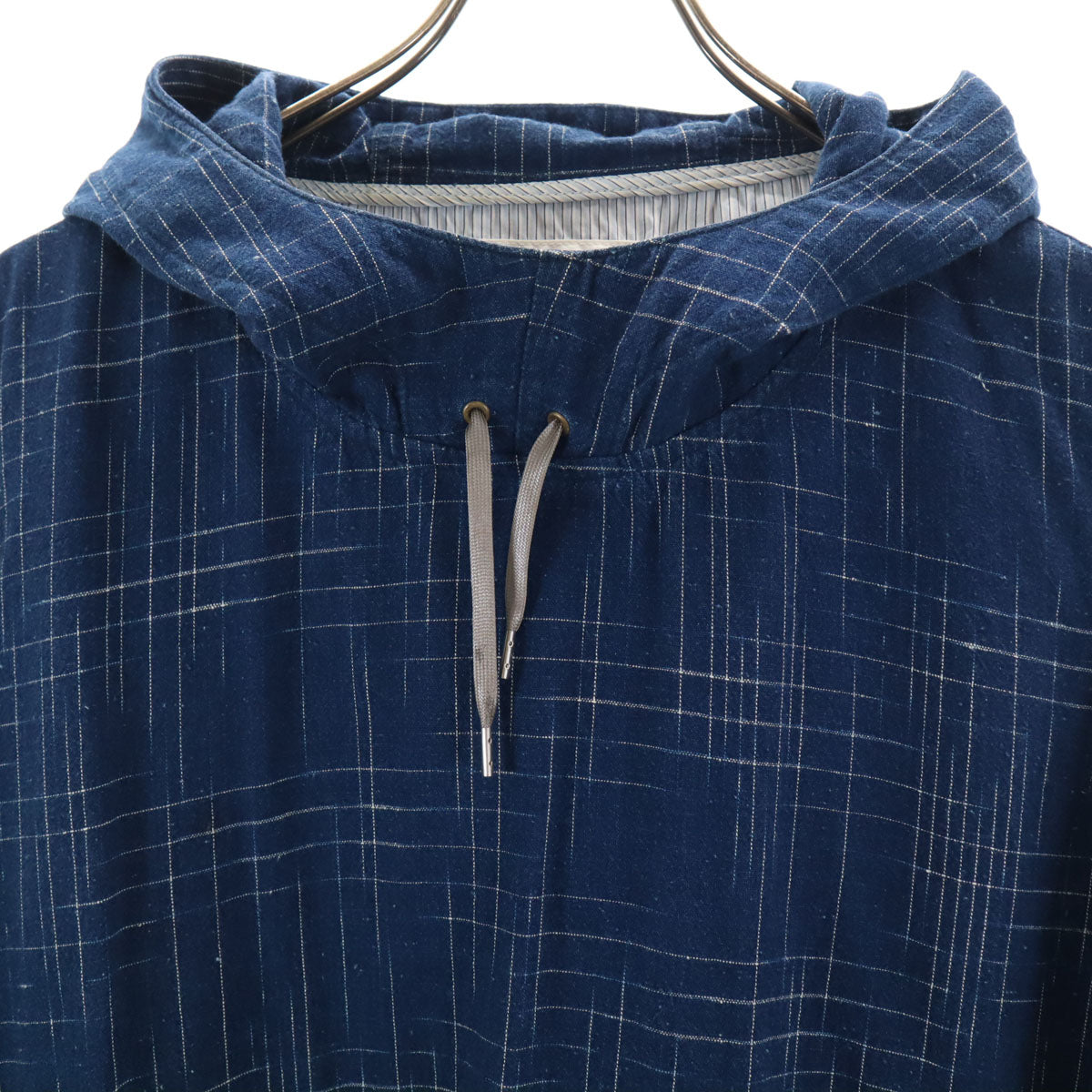 Paul Smith RED EAR ポールスミス レッドイヤー 日本製 チェック柄 長袖 インディゴ染め パーカー L ネイビー プルオーバー メンズ