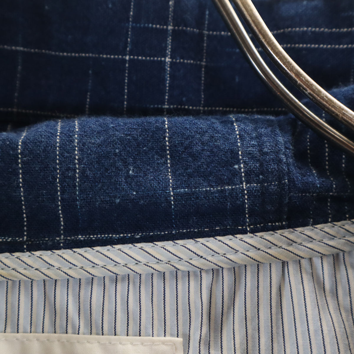 Paul Smith RED EAR ポールスミス レッドイヤー 日本製 チェック柄 長袖 インディゴ染め パーカー L ネイビー プルオーバー メンズ