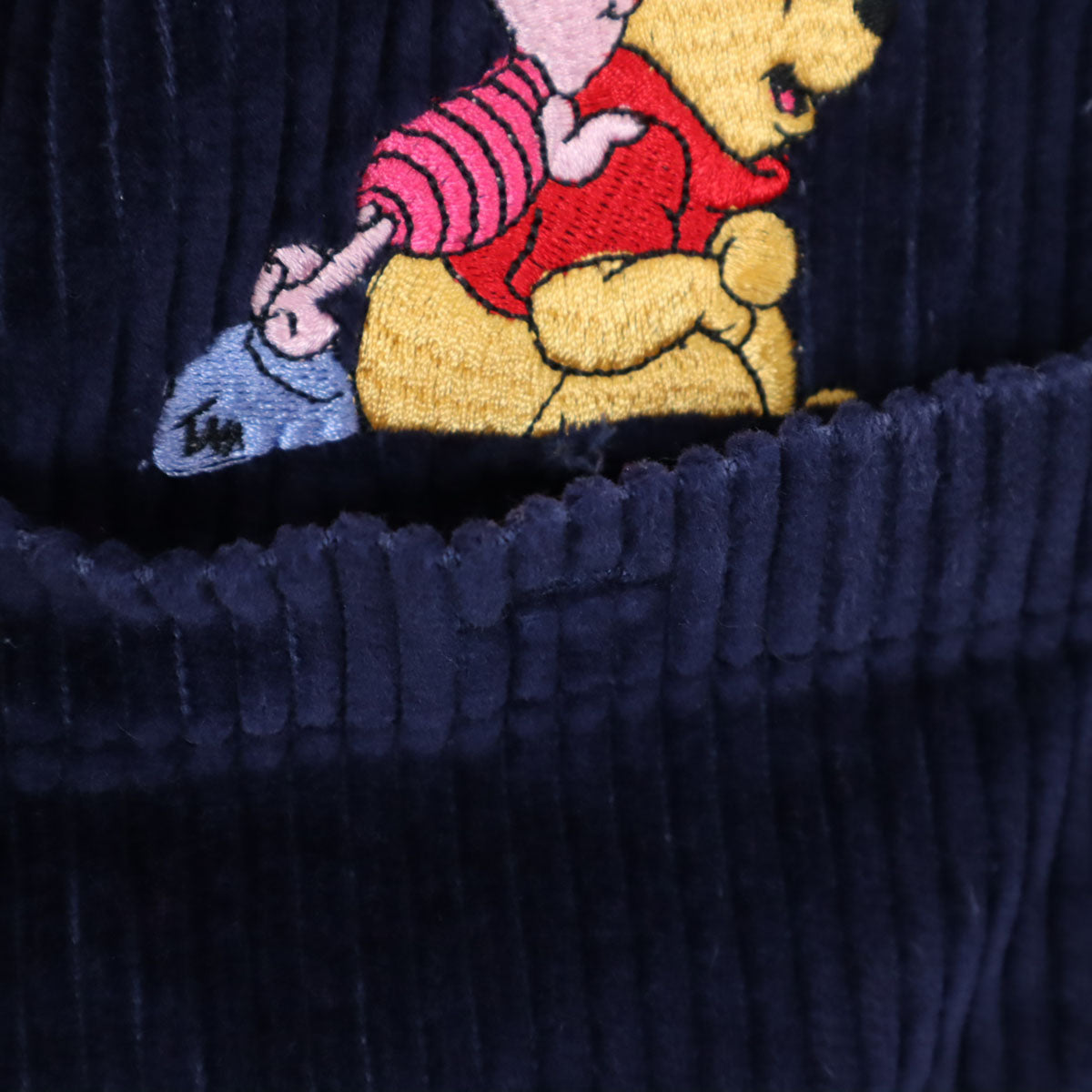 Pooh プー くまのプーさん刺繍 長袖 コーデュロイシャツ XL ネイビー DISNEY ディズニー メンズ