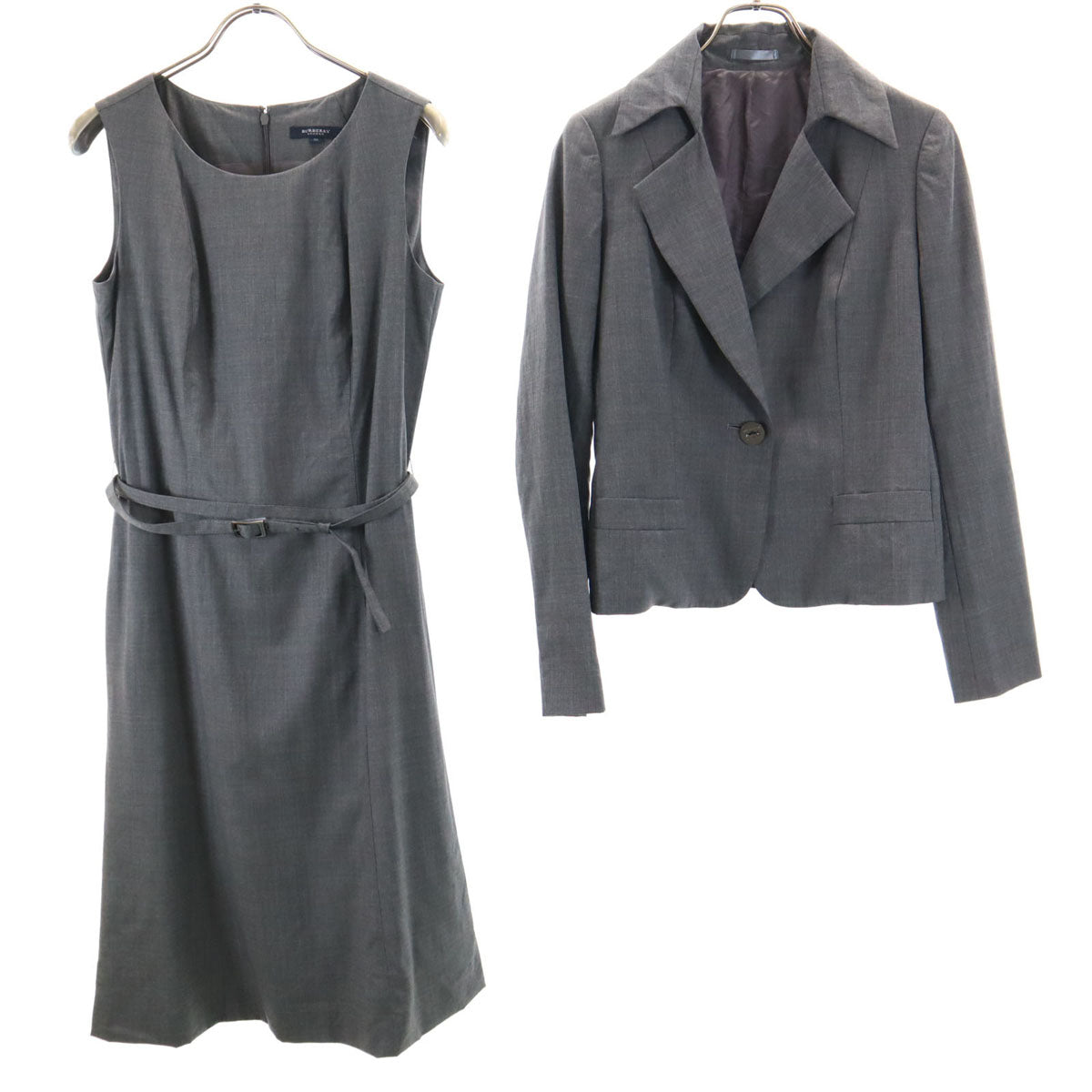 BURBERRY バーバリー ワンピーススーツ 上下 セットアップ 38 グレー レディース