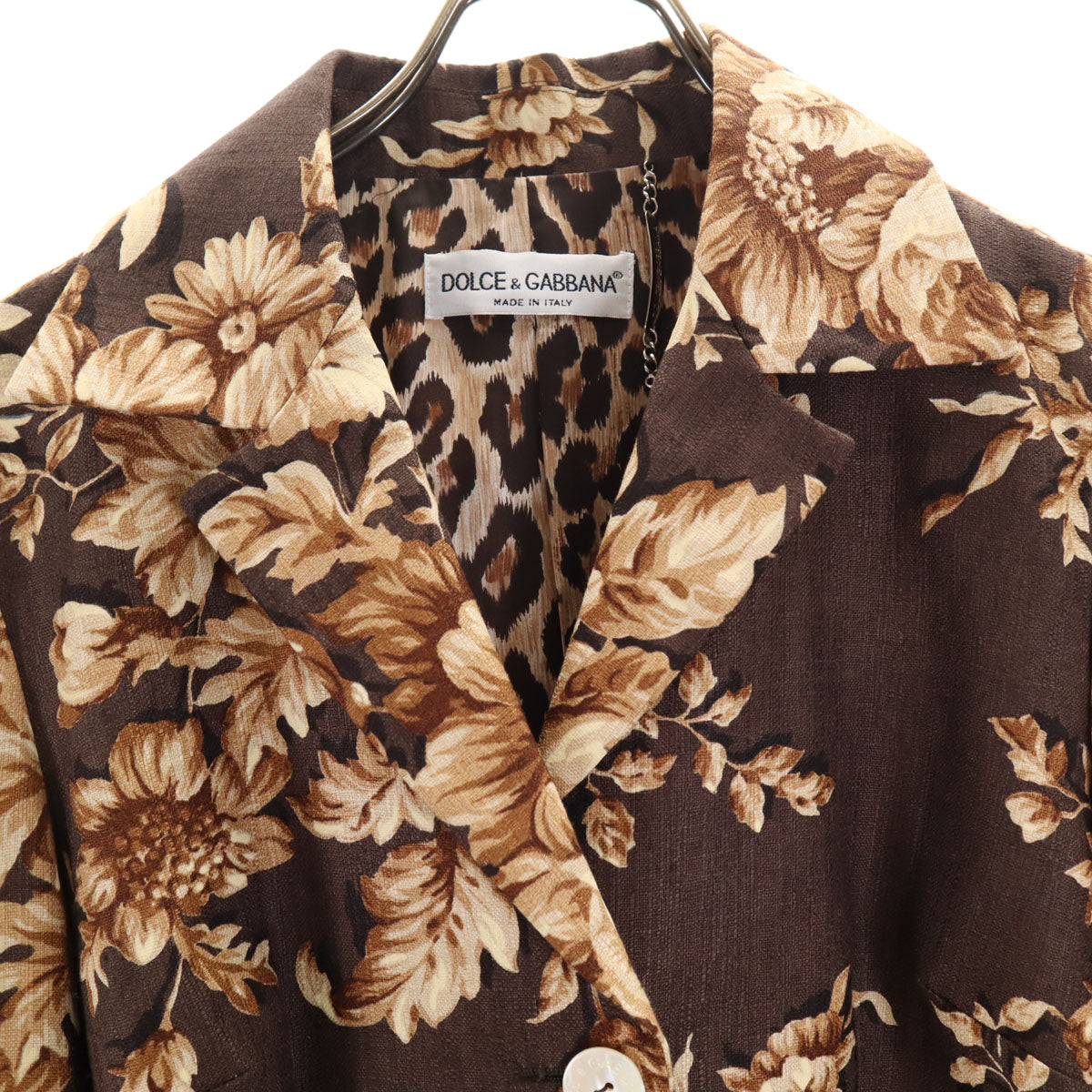 DOLCE&GABBANA ドルチェアンドガッバーナ イタリア製 花柄 テーラードジャケット 上下 セットアップ ブラウン レディース