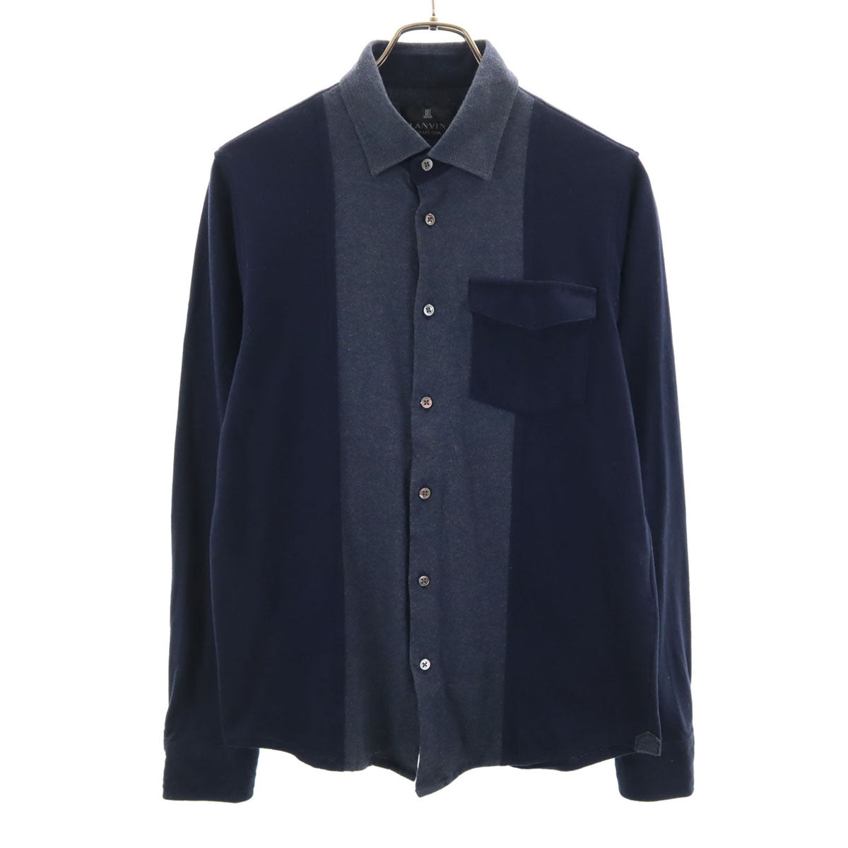 LANVIN LA COLLECTION ランバンコレクション 日本製 長袖 ネルシャツ M ネイビー メンズ