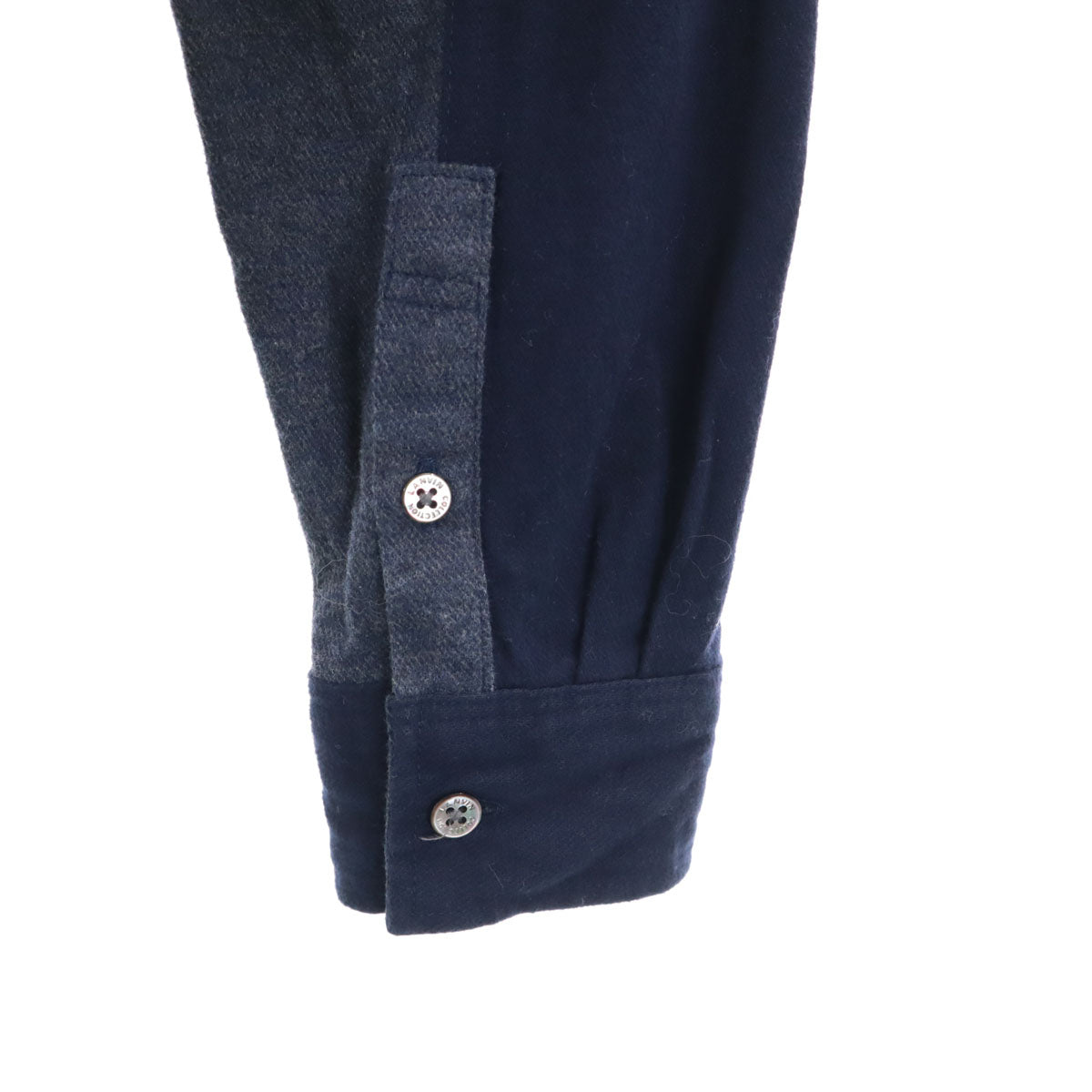 LANVIN LA COLLECTION ランバンコレクション 日本製 長袖 ネルシャツ M ネイビー メンズ