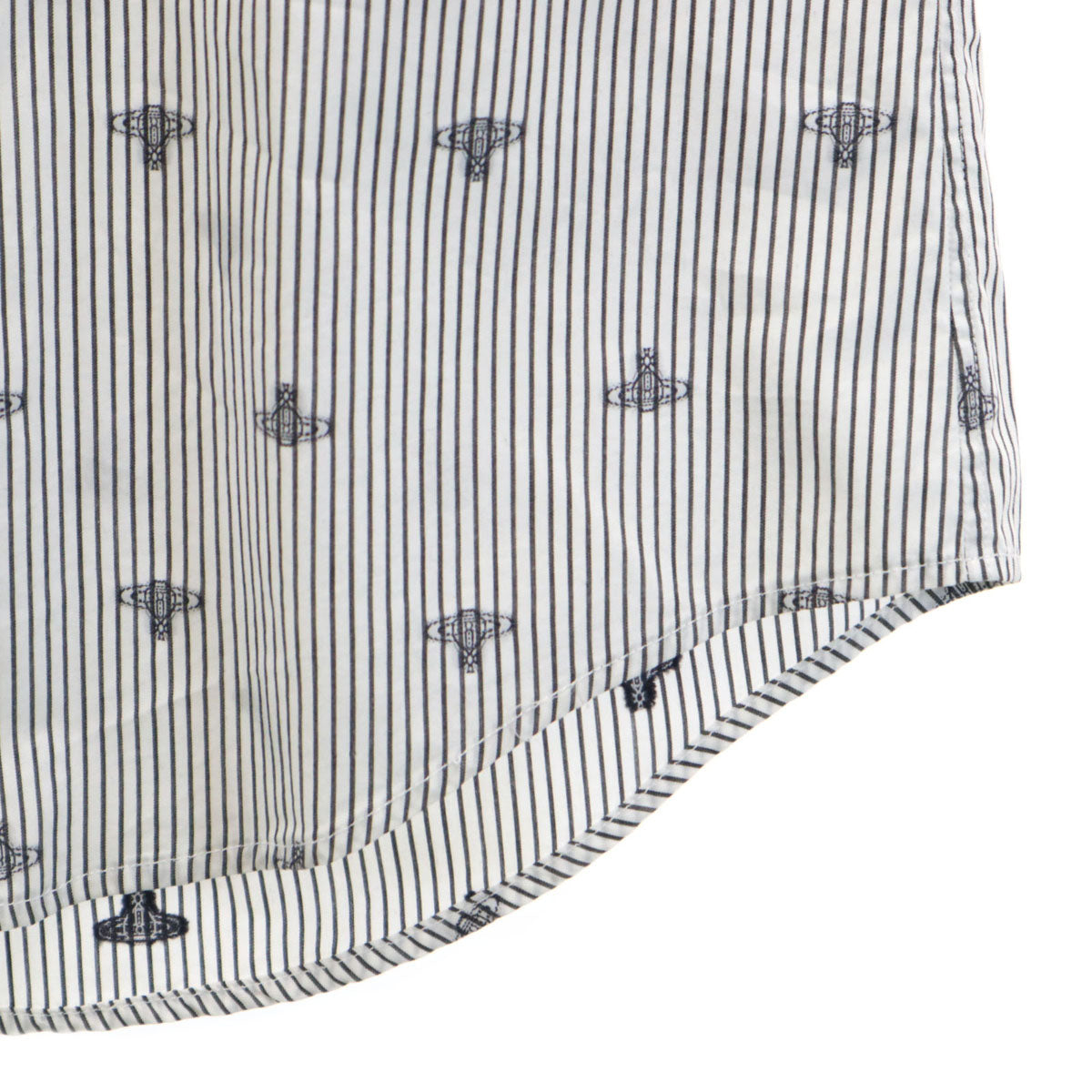 Vivienne WestwoodMAN ヴィヴィアンウエストウッドマン 日本製 ストライプ オーブ柄 長袖 コットンシャツ 48 ホワイト メンズ