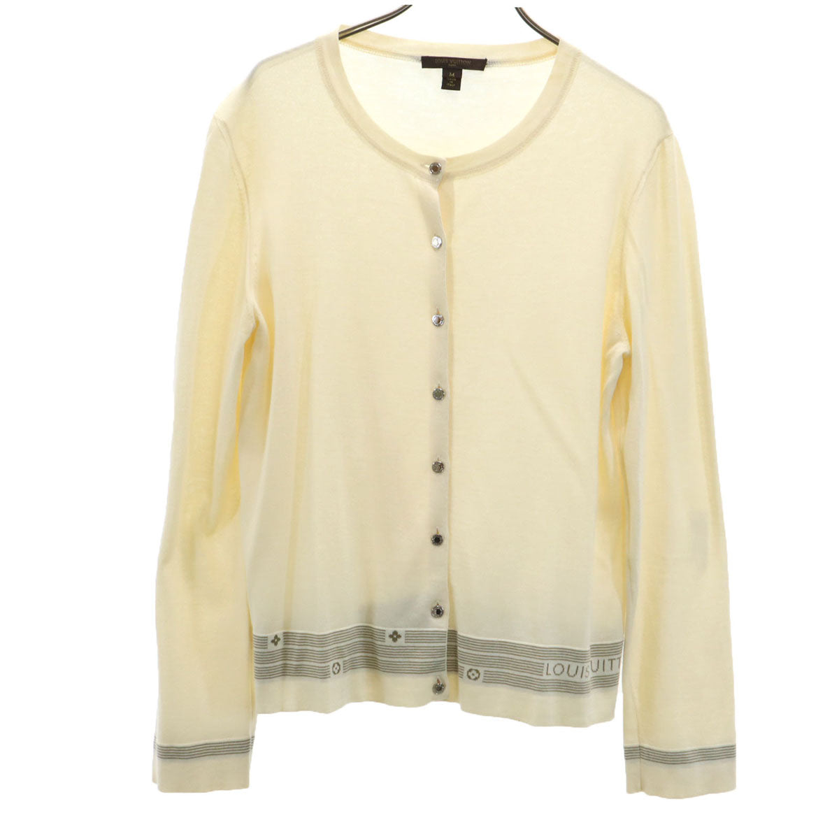 LOUIS VUITTON ルイヴィトン イタリア製 長袖 ニットカーディガン M クリーム系 レディース