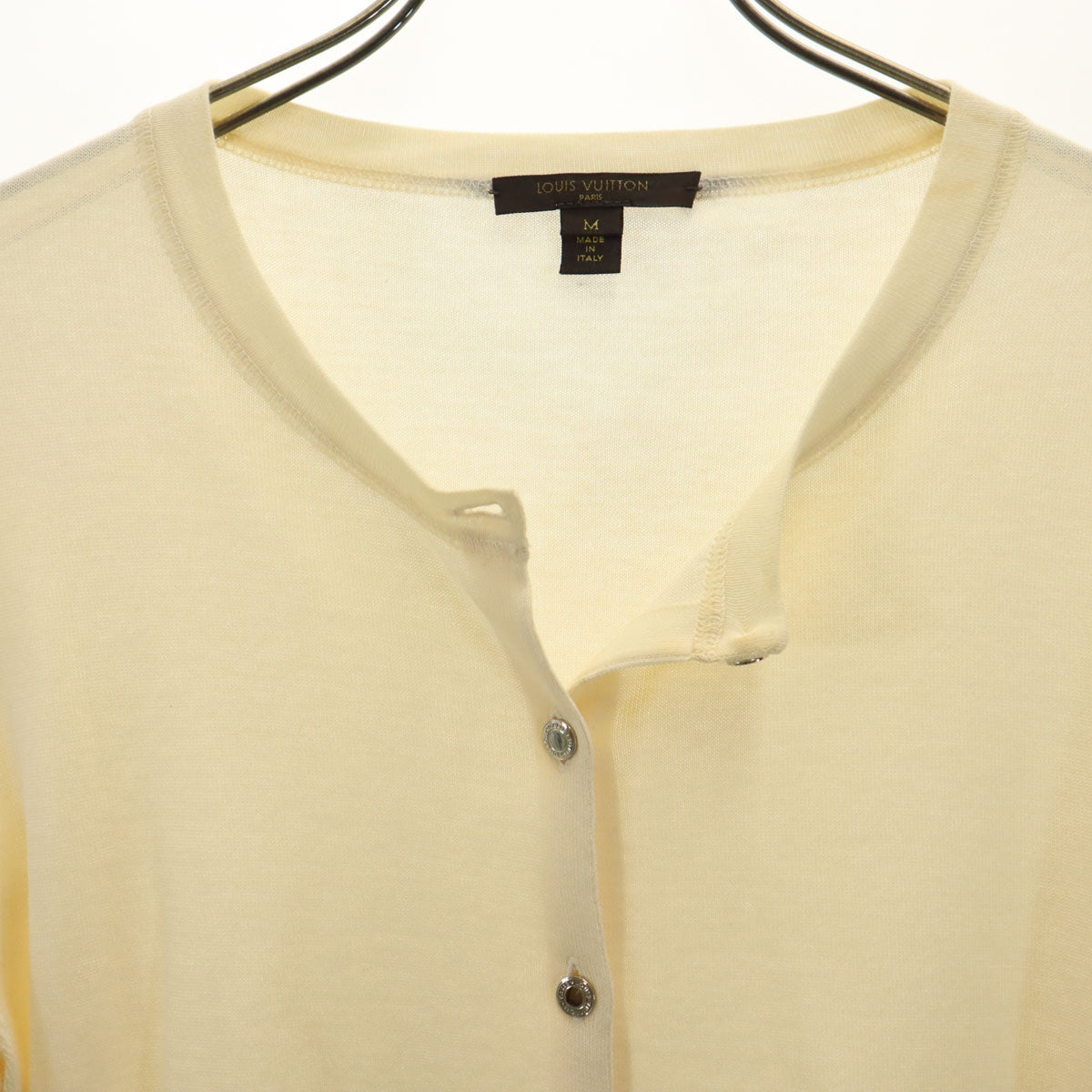 LOUIS VUITTON ルイヴィトン イタリア製 長袖 ニットカーディガン M クリーム系 レディース