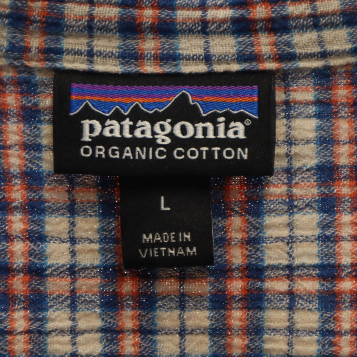 patagonia パタゴニア チェック柄 半袖 楊柳クレープ コットンシャツ L グレージュ系 アウトドア 52921SP16 メンズ