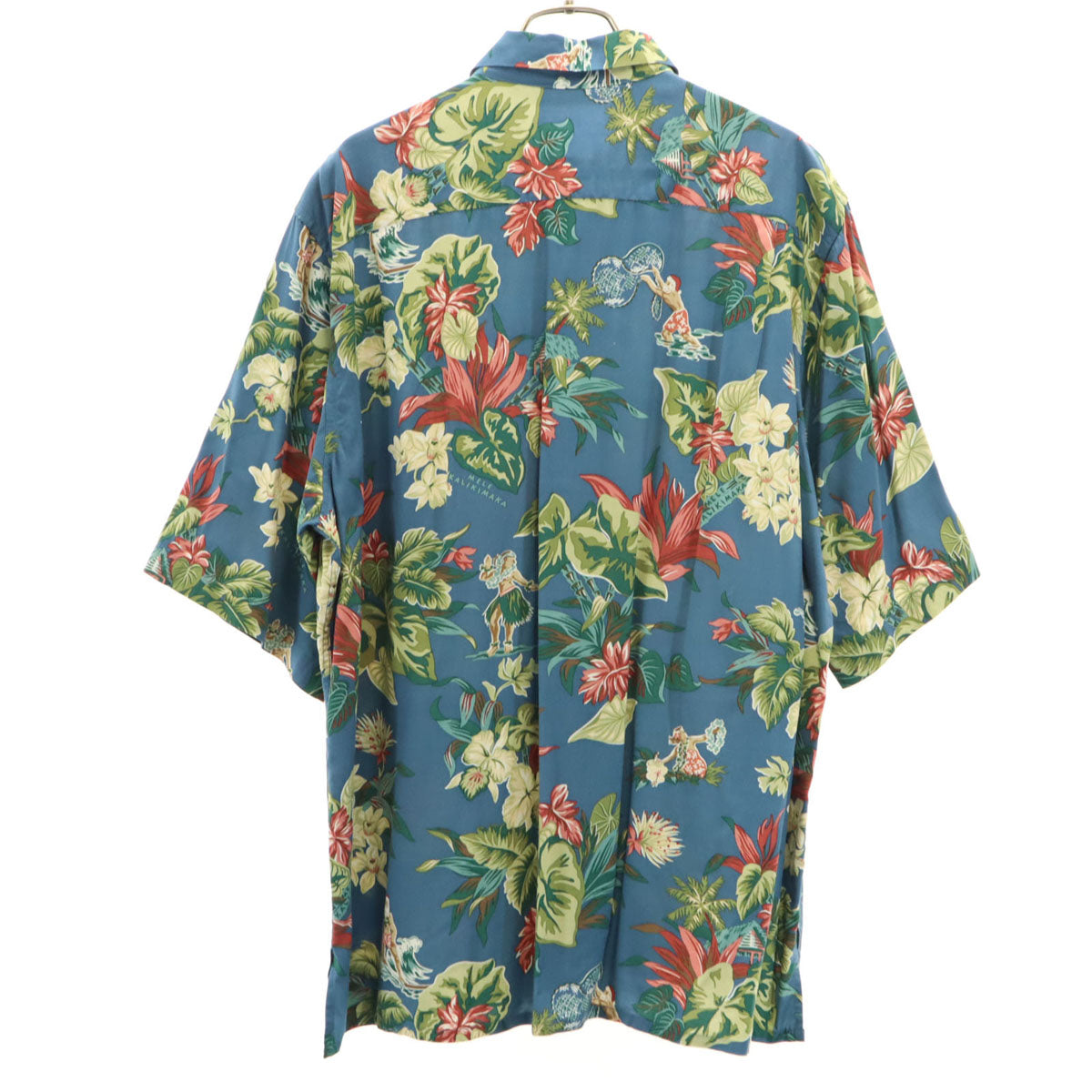 reyn spooner レインスプーナー 90s オールド ハワイアン柄 半袖 アロハシャツ M 青紺 メンズ