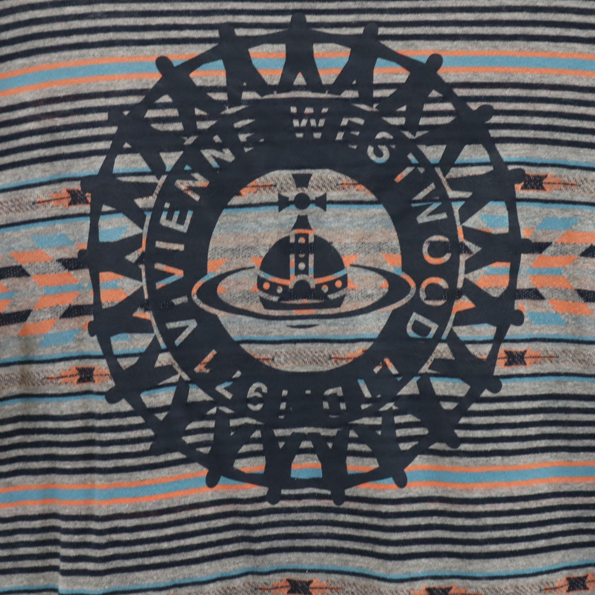 Vivienne WestwoodMAN ヴィヴィアンウエストウッドマン 日本製 ボーダー柄 オーブロゴ 半袖 Tシャツ 48 グレー メンズ