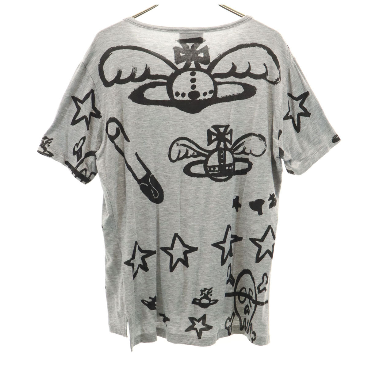 Vivienne WestwoodMAN ヴィヴィアンウエストウッドマン 日本製 落書き柄 半袖 Tシャツ 48 グレー メンズ