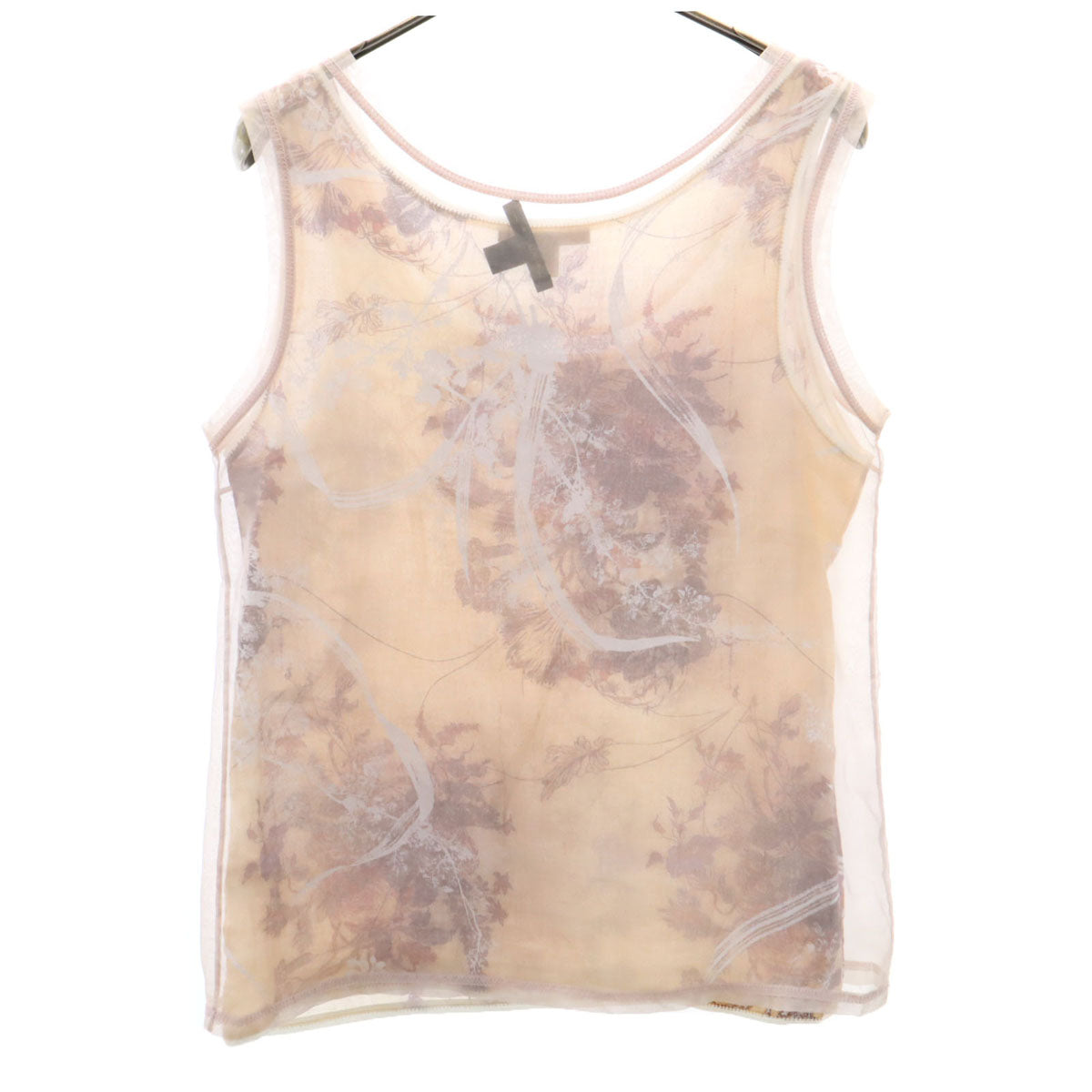 LOUIS VUITTON ルイヴィトン イタリア製 花柄 ノースリーブ シアー カットソー 36 ベージュ系 レディース