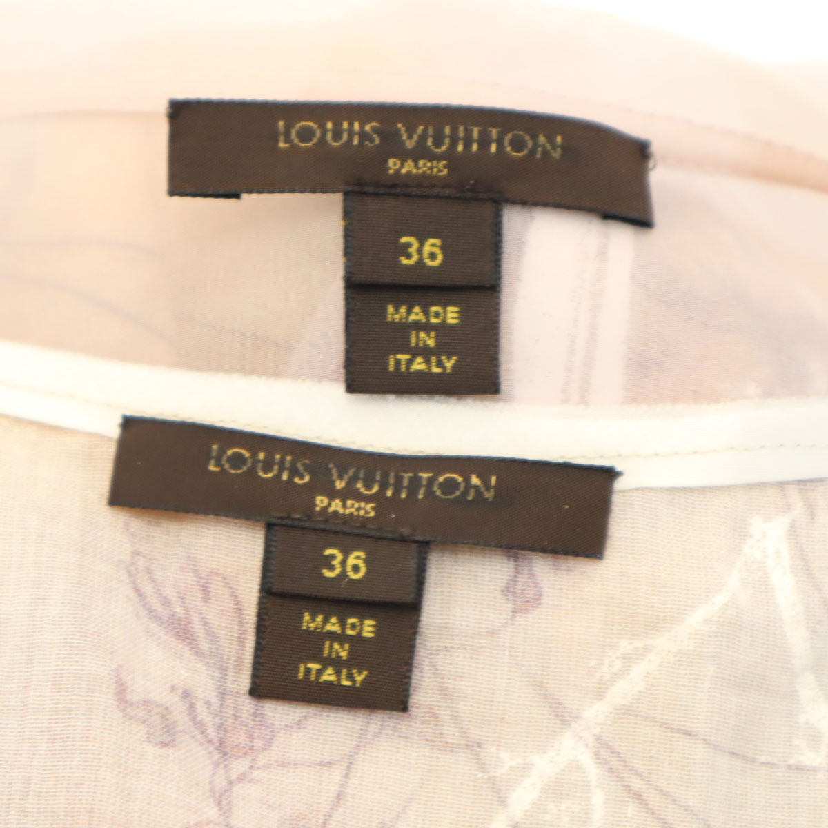 LOUIS VUITTON ルイヴィトン イタリア製 花柄 ノースリーブ シアー カットソー 36 ベージュ系 レディース