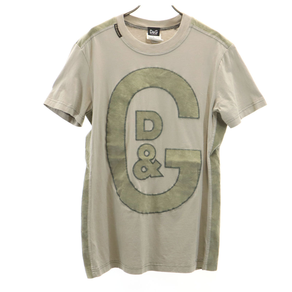 D&G DOLCE&GABBANA ディーアンドジードルチェアンドガッバーナ イタリア製 半袖 コーデュロイ切替 Tシャツ L グレージュ系 メンズ