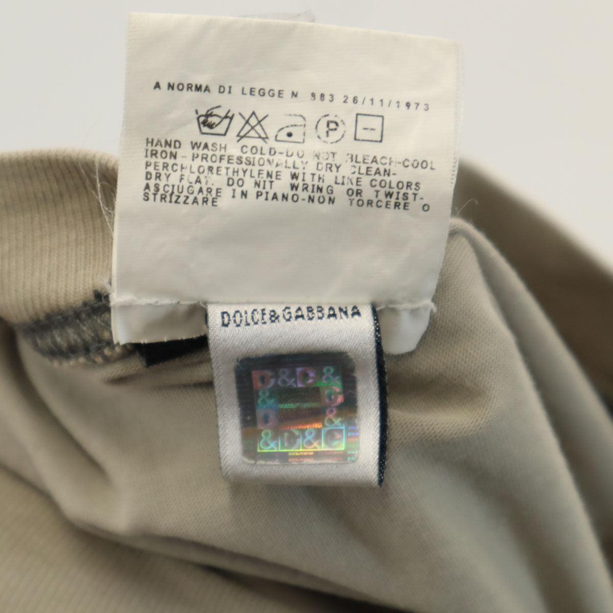 D&G DOLCE&GABBANA ディーアンドジードルチェアンドガッバーナ イタリア製 半袖 コーデュロイ切替 Tシャツ L グレージュ系 メンズ