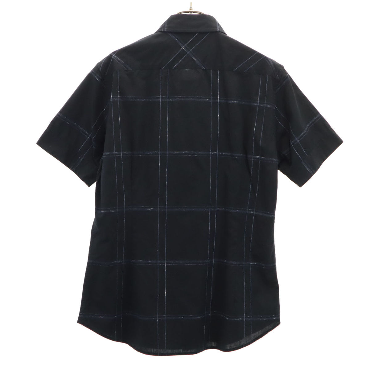 Vivienne WestwoodMAN ヴィヴィアンウエストウッドマン 日本製 チェック柄 半袖 ネクタイ シャツ 48 ブラック メンズ