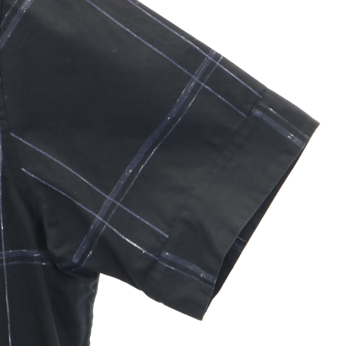 Vivienne WestwoodMAN ヴィヴィアンウエストウッドマン 日本製 チェック柄 半袖 ネクタイ シャツ 48 ブラック メンズ