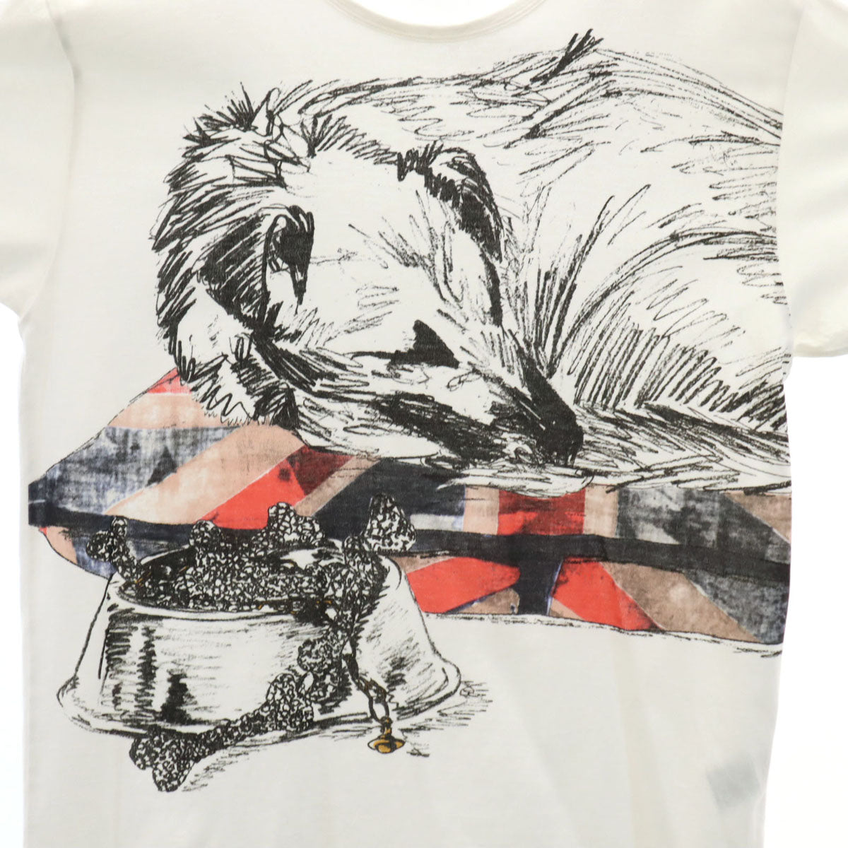 Vivienne WestwoodMAN ヴィヴィアンウエストウッドマン 日本製 ドッグ プリント 半袖 Tシャツ 44 ホワイト 犬 アニマル メンズ