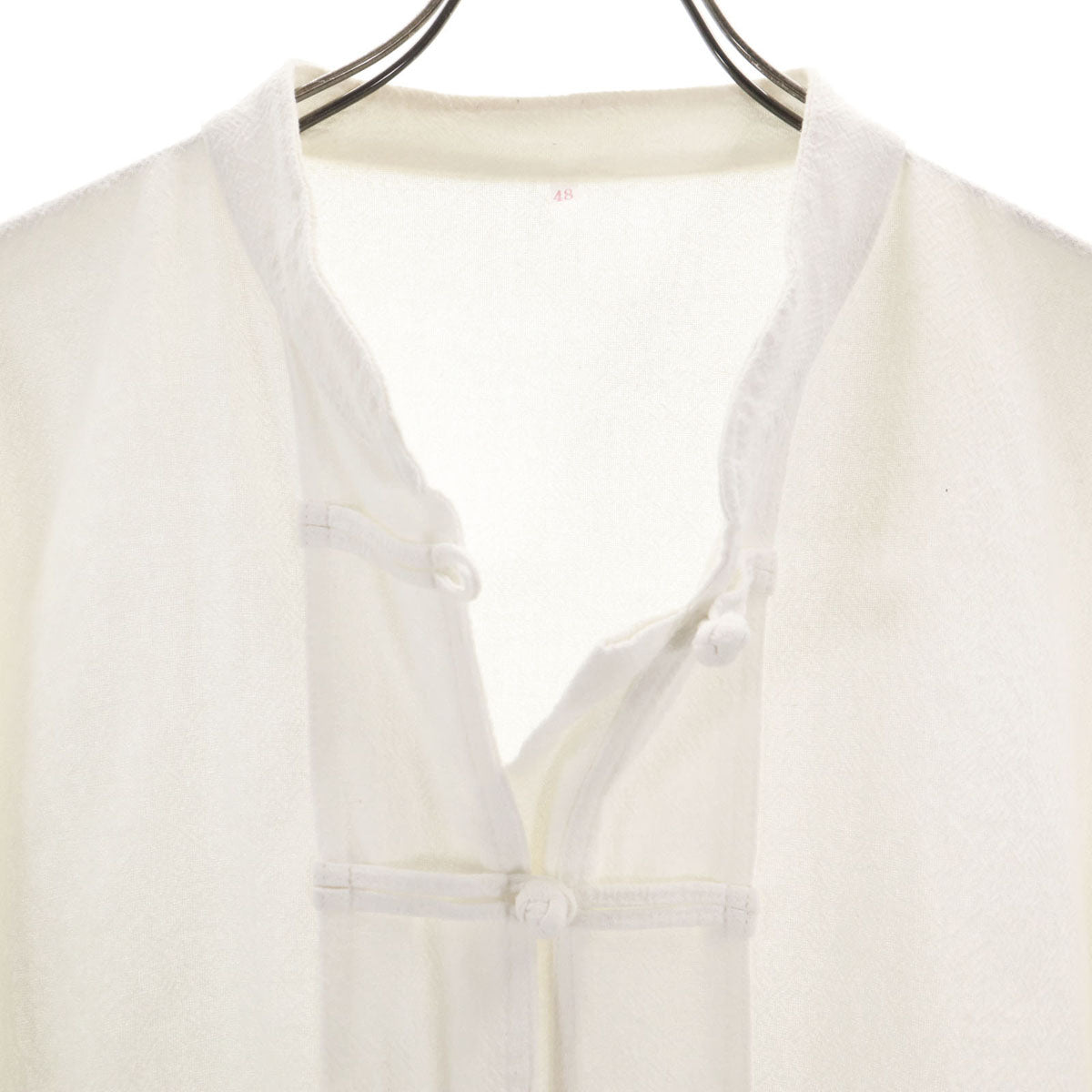 Euro Military ユーロミリタリー 長袖 チャイナ風 シャツ 上下 セットアップ 48 ホワイト系 メンズ