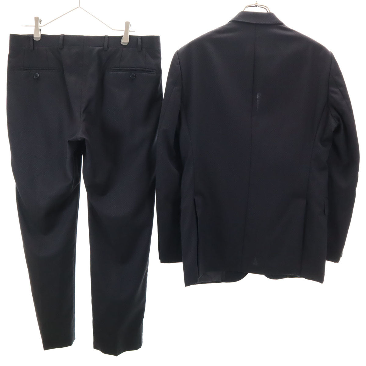 Emporio Armani エンポリオアルマーニ ストライプ パンツスーツ 上下 セットアップ 48 ブラック系 メンズ