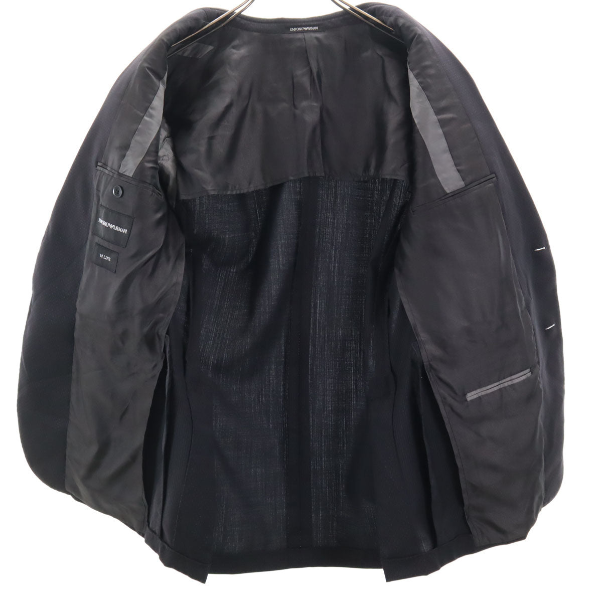 Emporio Armani エンポリオアルマーニ ストライプ パンツスーツ 上下 セットアップ 48 ブラック系 メンズ