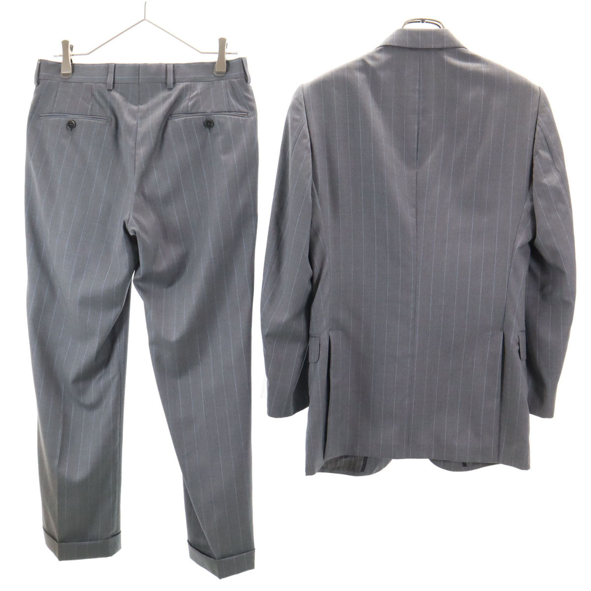 ARMANI COLLEZIONI アルマーニ コレツィオーニ ストライプ パンツスーツ 上下 セットアップ 44 グレー系 メンズ