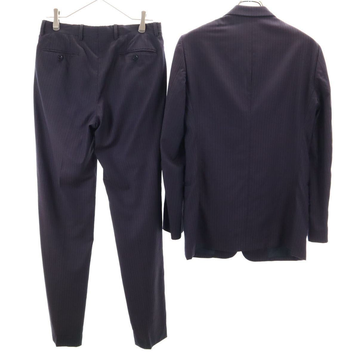 ARMANI COLLEZIONI アルマーニ コレツィオーニ イタリア製 ストライプ パンツスーツ 上下 セットアップ 46 ネイビー系 メンズ
