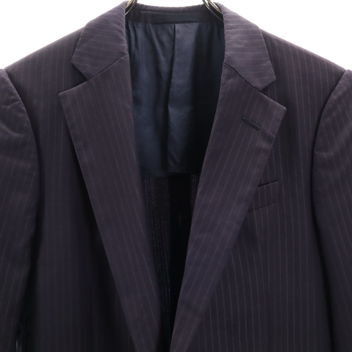 ARMANI COLLEZIONI アルマーニ コレツィオーニ イタリア製 ストライプ パンツスーツ 上下 セットアップ 46 ネイビー系 メンズ