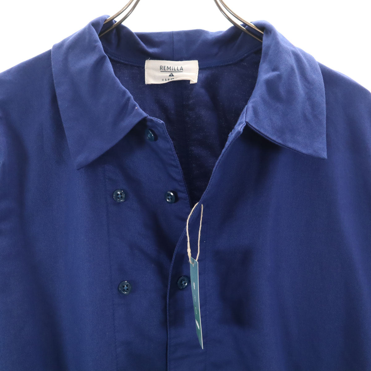 未使用 remilla レミーラ 日本製 リネンブレンド 長袖 ハント シャツ L 青紺 メンズ