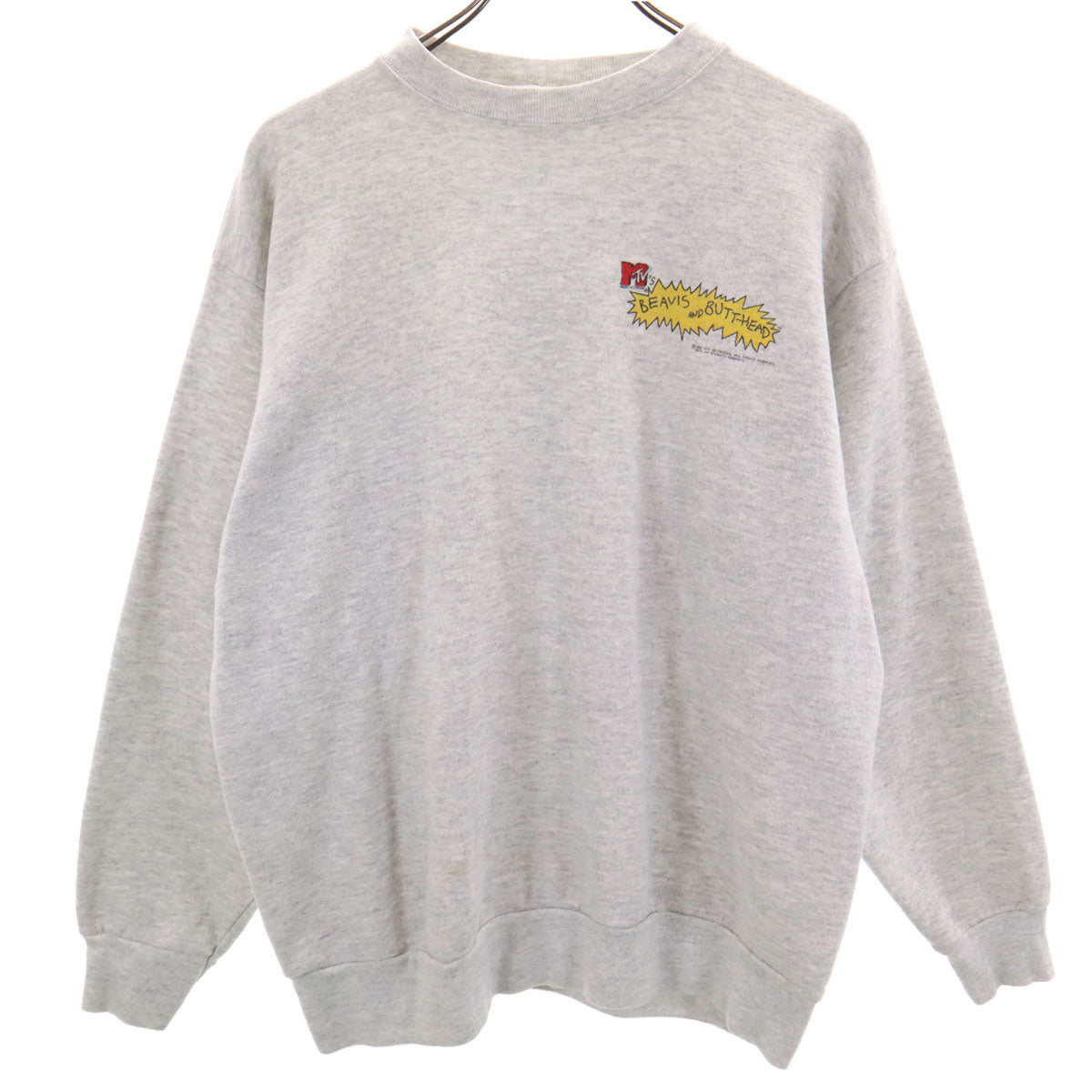 TULTEX タルテックス 90s オールド バックプリント ビーバス&バットヘッド 長袖 スウェット トレーナー L グレー MTV アメキャラ 裏起毛 メンズ