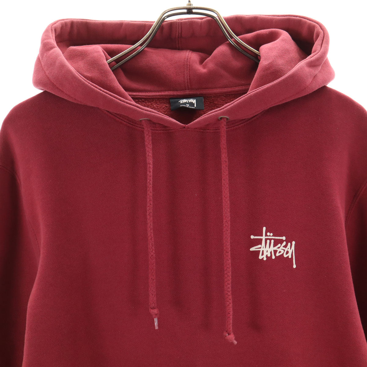 STUSSY ステューシー バックロゴ 長袖 スウェットパーカー M レッド系 裏起毛 メンズ