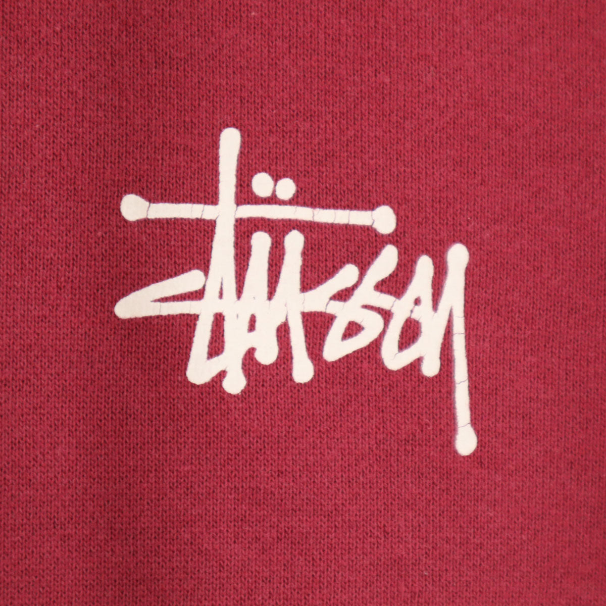 STUSSY ステューシー バックロゴ 長袖 スウェットパーカー M レッド系 裏起毛 メンズ