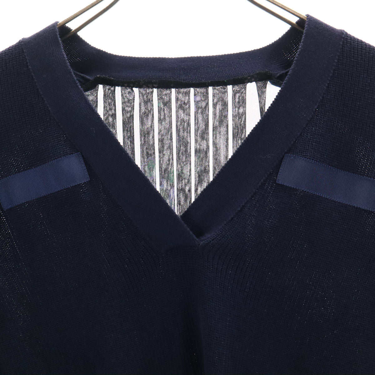 未使用 Sacai サカイ 半袖 ニット 1 ネイビー系 レディース