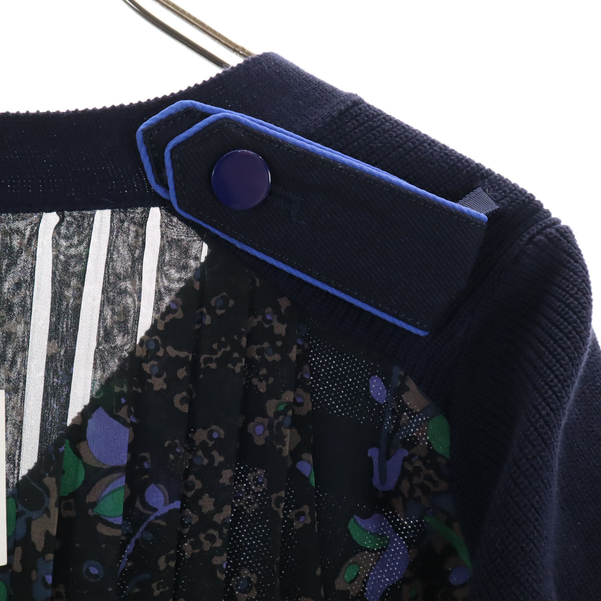 未使用 Sacai サカイ 半袖 ニット 1 ネイビー系 レディース