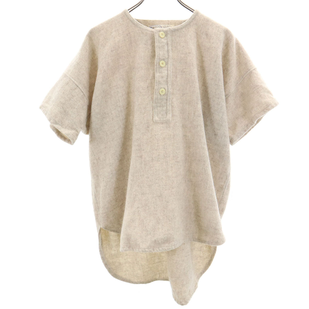 Waverley Woollen Mills 80s 90s オールド 半袖 ハーフボタン ウールシャツ アイボリー系 メンズ