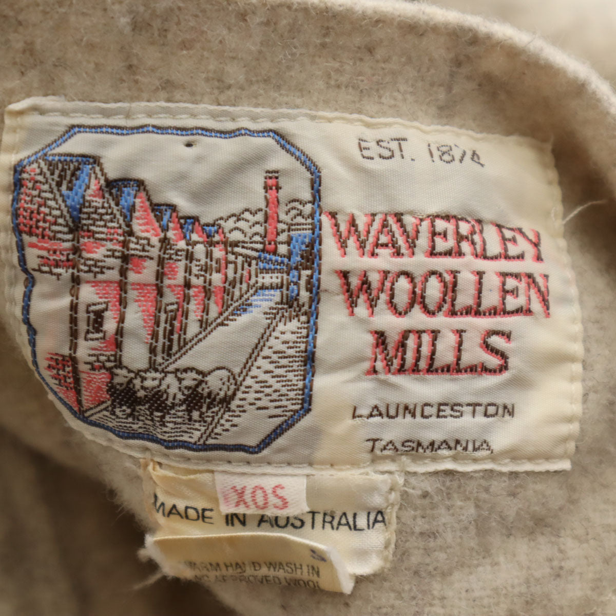 Waverley Woollen Mills 80s 90s オールド 半袖 ハーフボタン ウールシャツ アイボリー系 メンズ
