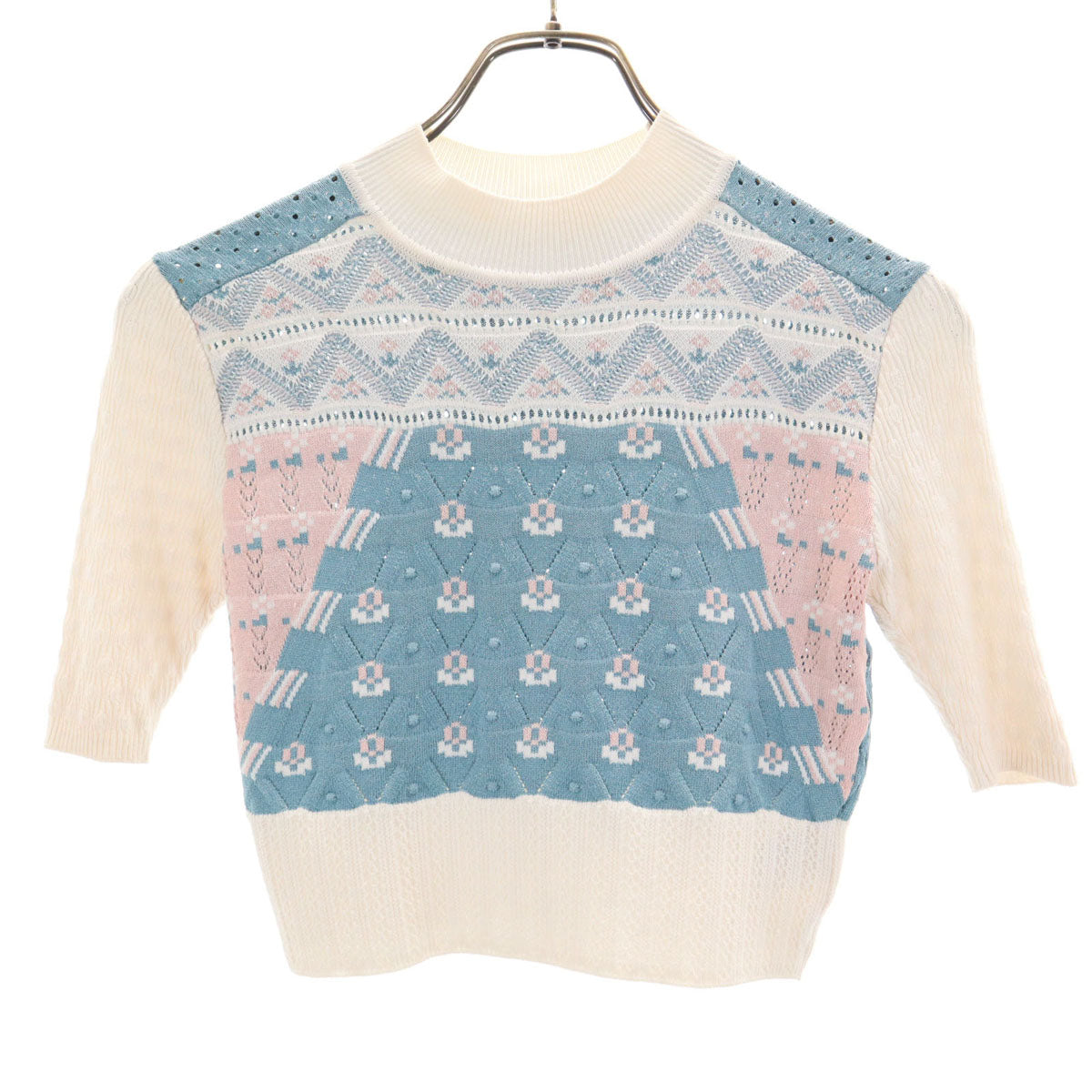 Mame Kurogouchi マメ クロゴウチ 日本製 半袖 ニット 1 ホワイト系 レディース