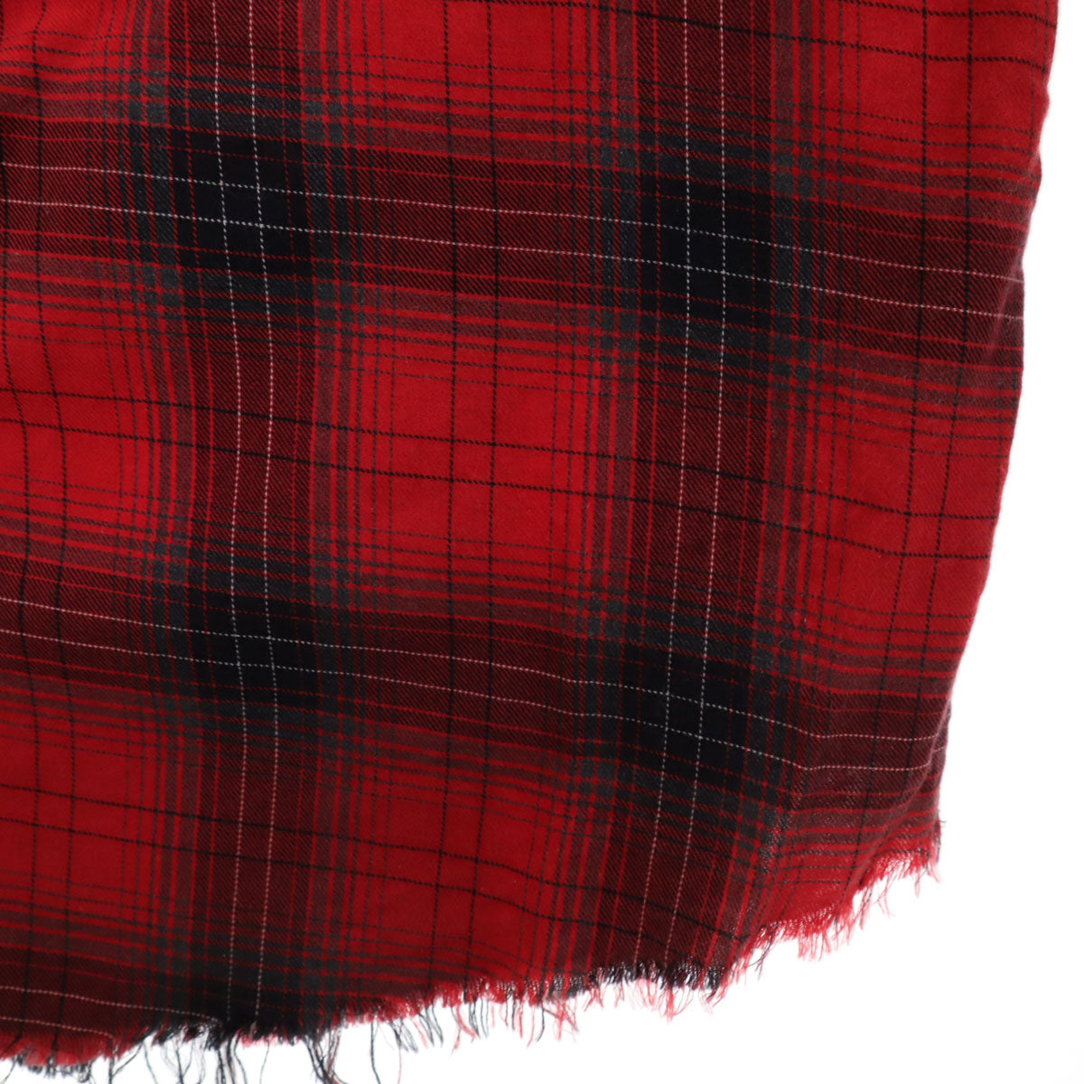 AMIRI アミリ USA製 カシミヤブレンド チェック柄 長袖 カットオフ加工 シャツ S レッド系 メンズ