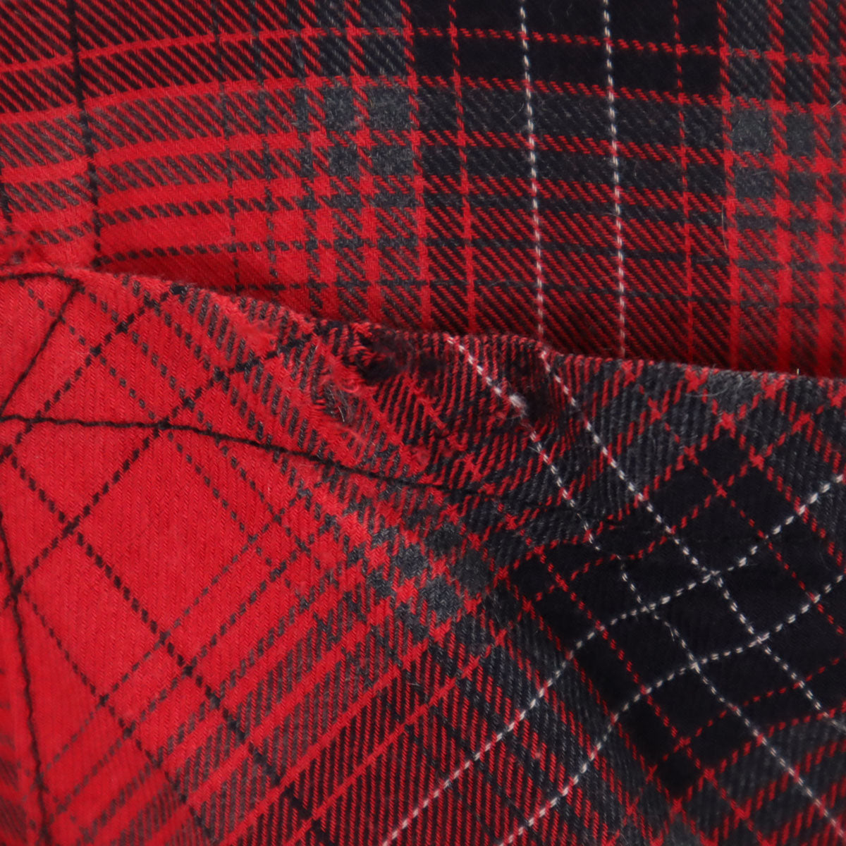 AMIRI アミリ USA製 カシミヤブレンド チェック柄 長袖 カットオフ加工 シャツ S レッド系 メンズ