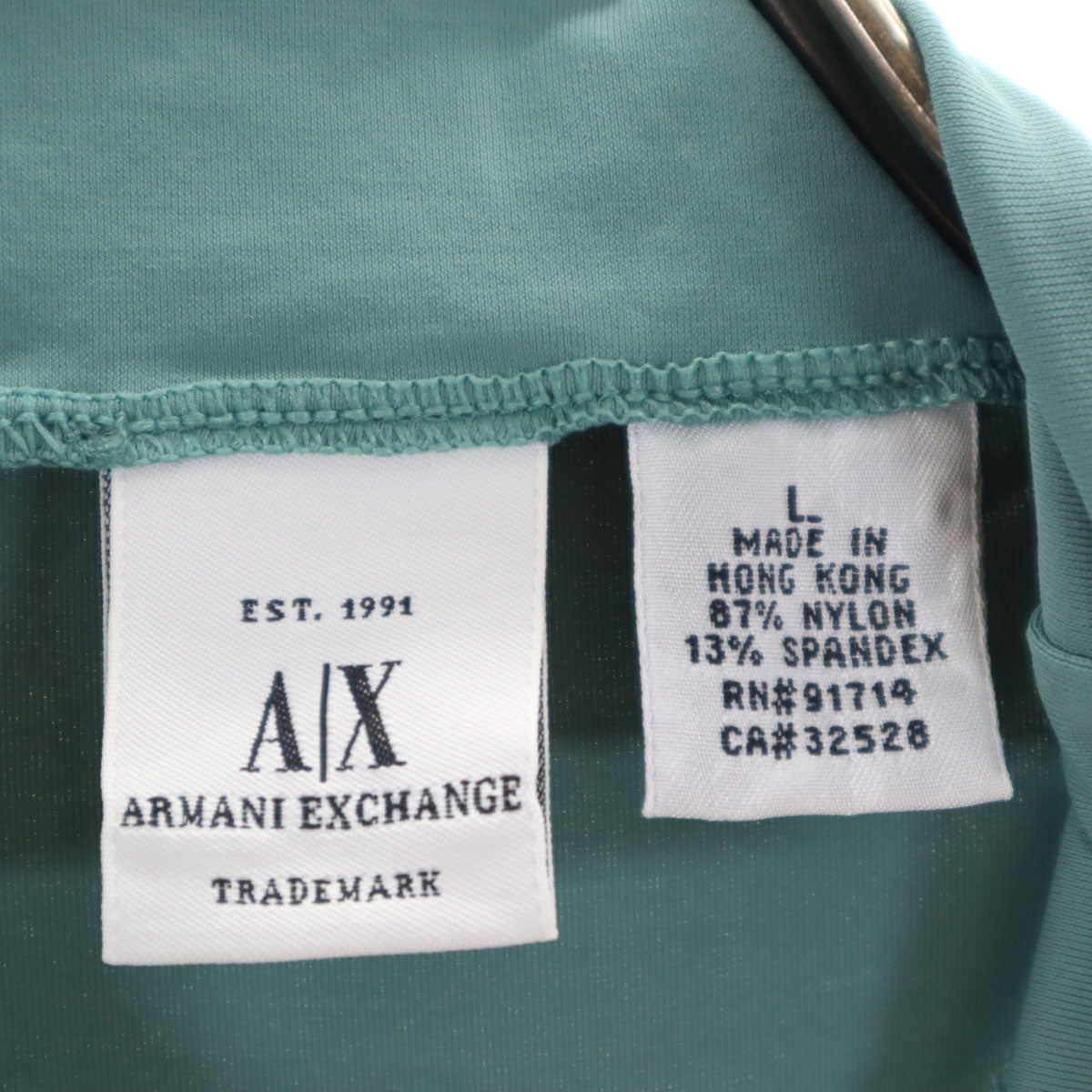 ARMANI EXCHANGE アルマーニエクスチェンジ 90s オールド 長袖 ハイネック カットソー L グリーングレー系 ストレッチ レディース