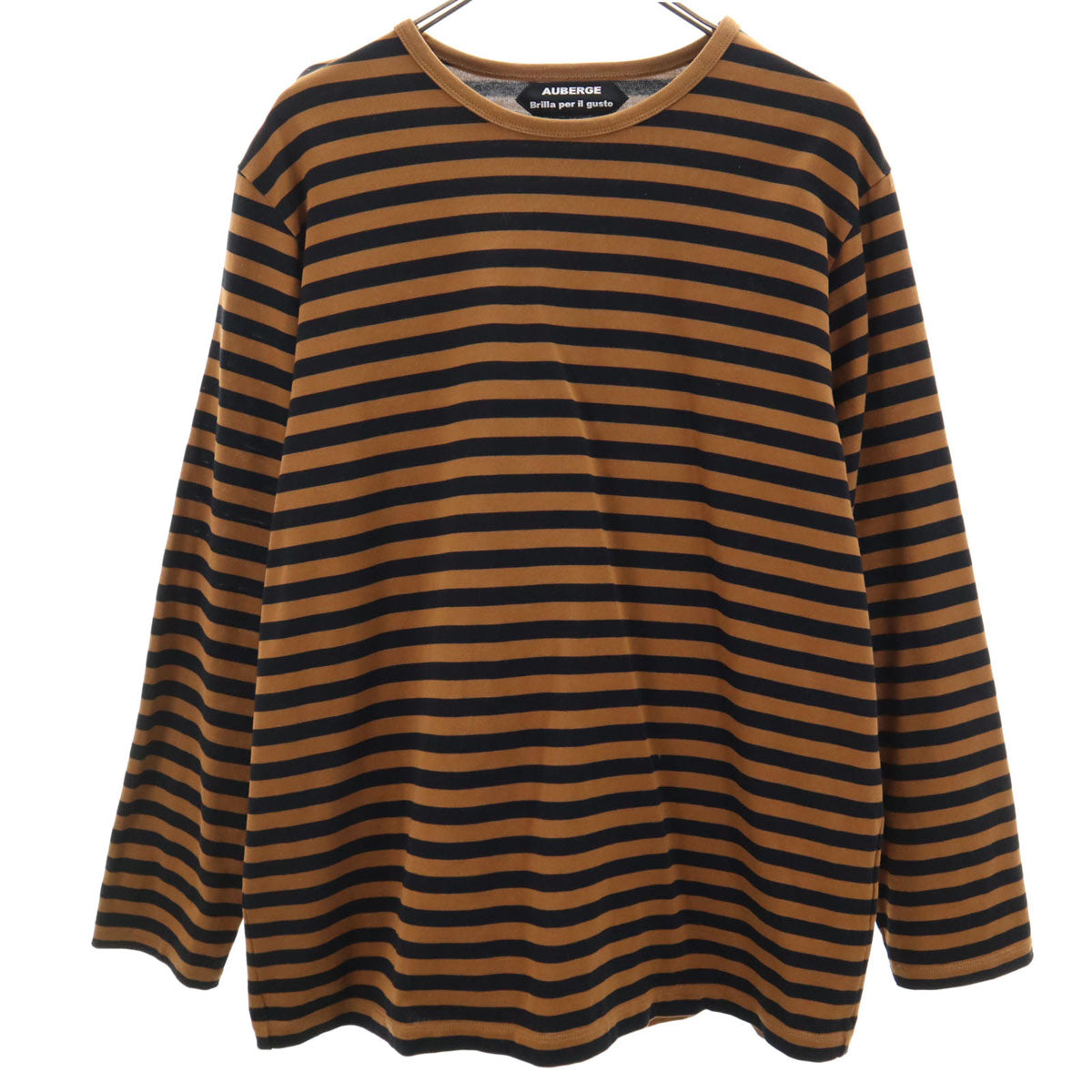 AUBERGE オーベルジュ Brilla per il gusto ブリッラ ペル イル グースト 別注 日本製 ボーダー柄 長袖 Tシャツ 44 ブラウン ロンT メンズ