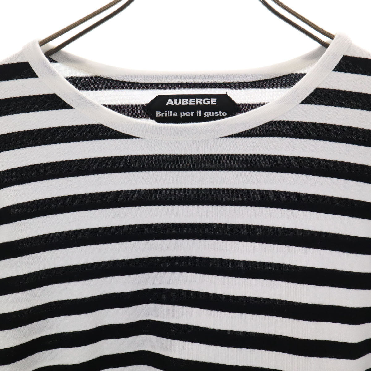 AUBERGE オーベルジュ Brilla per il gusto ブリッラ ペル イル グースト 別注 日本製 ボーダー柄 長袖 Tシャツ 44 ホワイト ロンT メンズ