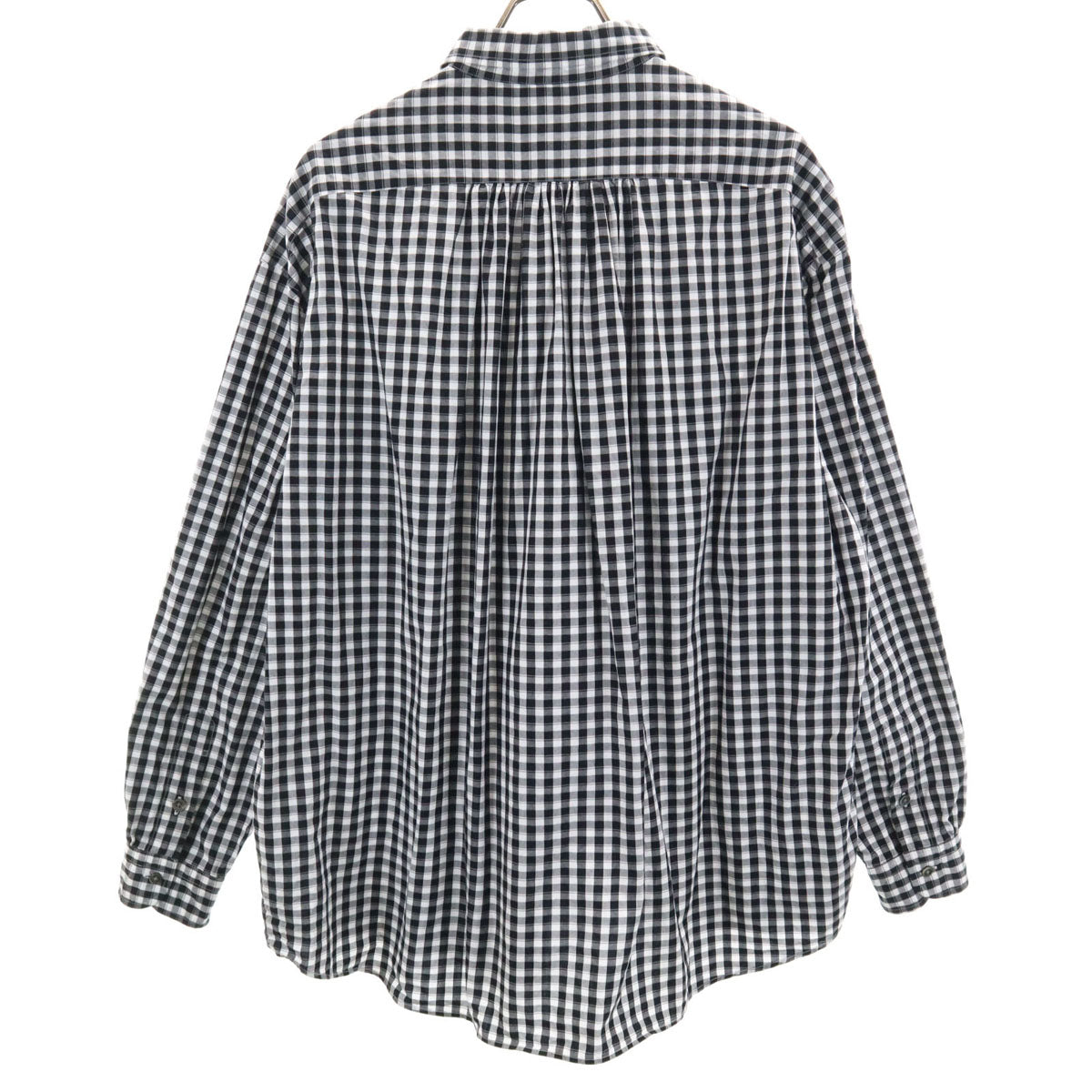 PORTER CLASSIC ポータークラシック 日本製 ギンガムチェック 長袖 ROLL UP シャツ L ブラック メンズ