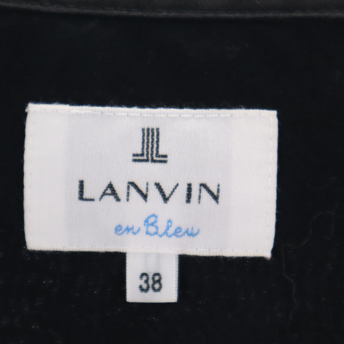 LANVIN en Bleu ランバンオンブルー 長袖 ワッシャー加工 ショート丈 ブラウス 38 ブラック シャツ レディース