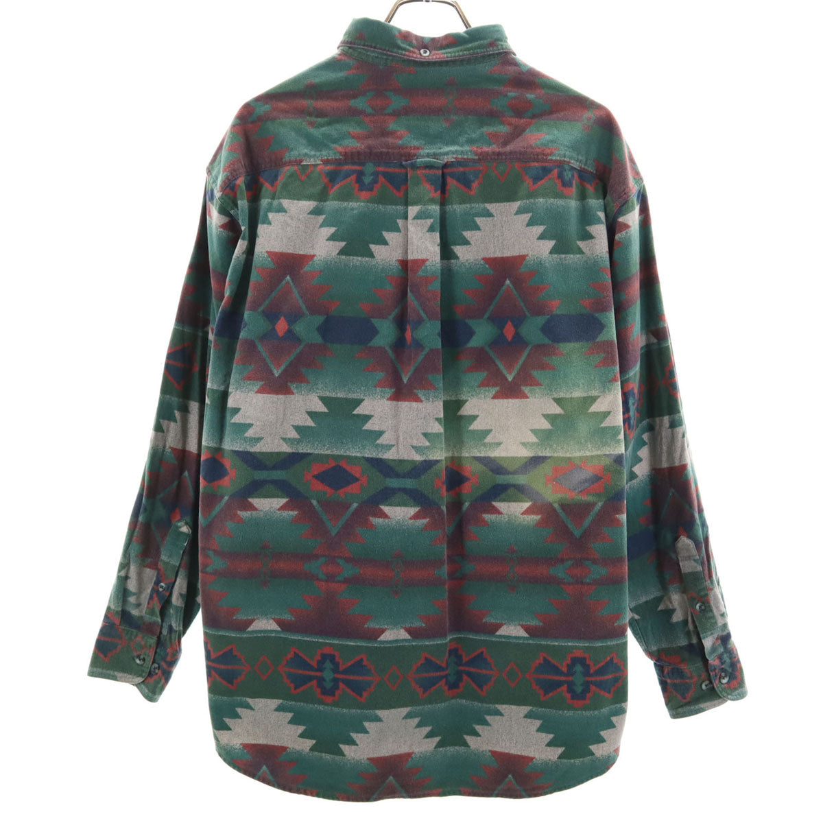 CABELA'S カベラス 総柄 長袖 ボタンダウンシャツ L グリーン系 アウトドア メンズ